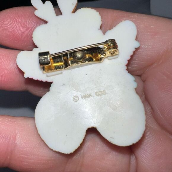 Hallmark Vintage Christmas Teddy In Sweater‎ and Antlers  Brooch - Picture 5 of 11